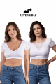 Top Sexy Court Blanc Réversible Bi Matière