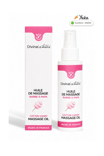 Huile de Massage BIO Barbe à Papa Divinextases