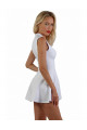 Robe Blanche Evasée en Brocard Total Double ZiP Devant