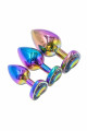 3 Plugs Anal Coeur Crystal Heart Métal arc-en-ciel DIK
