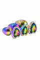 3 Plugs Anal Coeur Crystal Heart Métal arc-en-ciel DIK