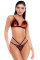 Ensemble Noir et Rouge Soutien Gorge String et Bandeau 3 Pièces Mapalé