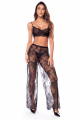 Ensemble Pantalon Transoparent Dentelle Noire 3 Pièces Mapalé