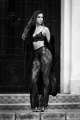 Ensemble Pantalon Transoparent Dentelle Noire 3 Pièces Mapalé