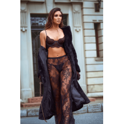 Ensemble Pantalon Transparent Dentelle Noire 3 Pièces 