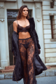 Ensemble Pantalon Transoparent Dentelle Noire 3 Pièces Mapalé