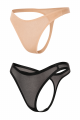 Lot de 2 Strings Invisibles Résille Transparente Noir et Chair Nude Mapalé
