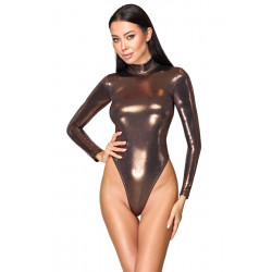 Body String Dos Nu Manches Longues Cuivre Rose Doré