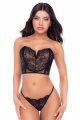 Ensemble Bustier Sexy en Dentelle et String Noir Mapalé