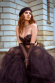 Ensemble Bustier Sexy en Dentelle et String Noir Mapalé