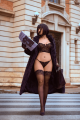 Ensemble Bustier Sexy en Dentelle et String Noir Mapalé