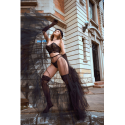 Ensemble Bustier Sexy en Dentelle et String Noir