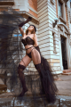 Ensemble Bustier Sexy en Dentelle et String Noir Mapalé