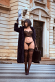 Ensemble Bustier Sexy en Dentelle et String Noir Mapalé