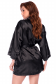 Peignoir Sexy Court Satiné Noir Ceinture à Nouer Mapalé