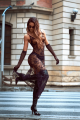 Robe ou Nuisette Transparente Longue Dentelle Décolleté Vertige Fentes Latérales Mapalé