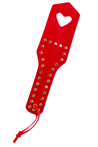 Paddle Fessée en Simili Cuir Clouté Rouge avec Cœur Mapalé