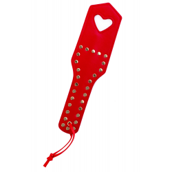 Paddle Fessée en Simili Cuir Clouté Rouge avec Cœur
