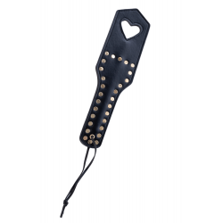 Paddle de Fessée Simili Cuir Clouté Noir avec Cœur