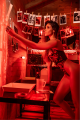 Body Sexy Noir et Rouge Résille Transparente Décolleté Plongeant Mapalé