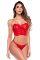 Ensemble Sexy 2 Pièces Bustier Dentelle Rouge et String Mapalé