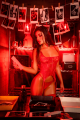Ensemble Sexy Bustier Dentelle et Jarretelles Rouge 2 Pièces Mapalé