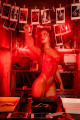 Ensemble Sexy Bustier Dentelle et Jarretelles Rouge 2 Pièces Mapalé