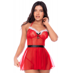 Costume Mère Noël Nuisette Transparente et String