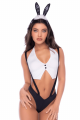 Costume Sexy Lapine Bunny Sexy avec Oreilles Top Court et Culotte à Bretelles 3 Pièces