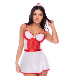 Costume Infirmière Dentelle Mini-Jupe 3 pièces