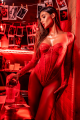 Body Sexy Rouge Manches Longues Dentelle avec Armatures Mapalé