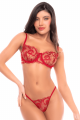 Ensemble Rouge Rubis Soutien Gorge Brodé à Armatures & String 2 pièces Mapalé
