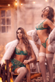 Ensemble Vert Aurore Soutien-Gorge Brodé Porte-Jarretelles & String Sexy Chic 3 Pièces Mapalé