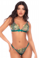Ensemble Vert Aurore Soutien-Gorge Brodé Transparent & String 2 Pièces Mapalé