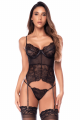 Ensembleavec Bustier Transparent à Armatures et Jarretelles Noir 2 pièces Mapalé