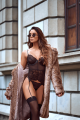 Ensembleavec Bustier Transparent à Armatures et Jarretelles Noir 2 pièces Mapalé
