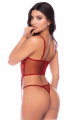 Ensemble Bustier à Jarretelles Dentelle Brodée Bois de Rose & String Mapalé