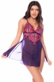 Nuisette Transparente Sexy Chic Orchid Obscura Bonnets Brodés et String Mapalé