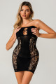 Mini Robe Bustier Noire Cotés Dentelle J Lingerie