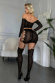 Ensemble Top et Jupe à Bas Jarretelles Intégrés Noir J Lingerie