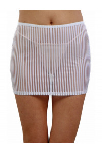 Mini Jupe Blanche Rayé Semi Transparente Spazm Clubwear By Soisbelle