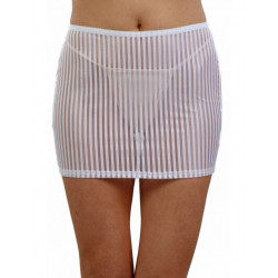 Mini Jupe Blanche Rayé Semi Transparente