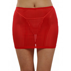 Mini Jupe Rouge Rayé Semi Transparente