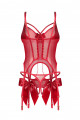 Ensemble Corset et String Rubans Cadeaux Rouge Obsessive