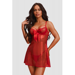 Nuisette Cadeau Ribans Rouges Baydoll et String