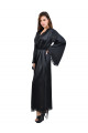 Déshabillé Long Peignoir Kimono Satin Noir
