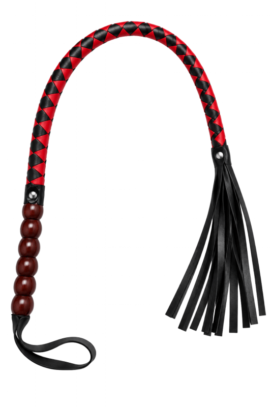 Fouet Rouge et Noir Simili Cuir 80 cm