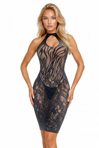 Robe Lingerie Noire Résille et Coeur