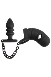 Cage à pénis avec plug anal - Black Velvets 