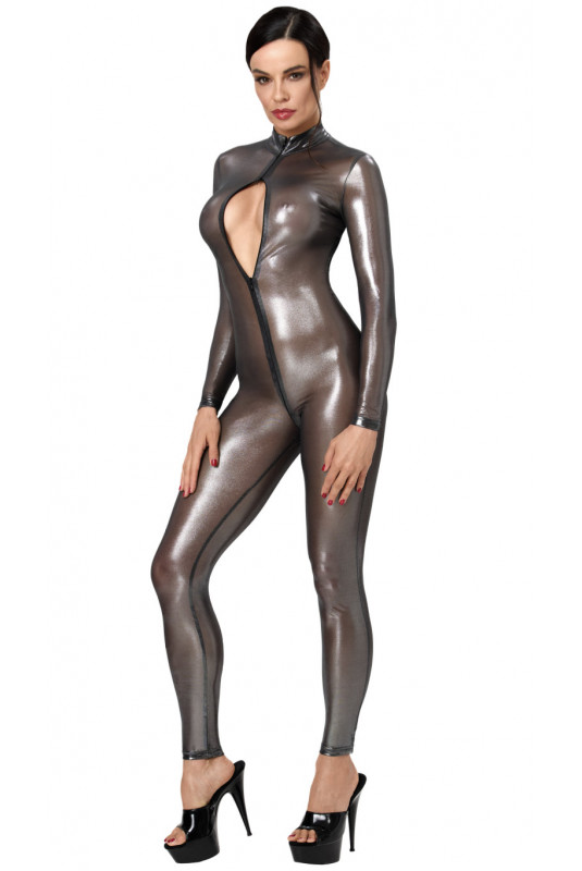 Combinaison Transparente Argentée Triple Zips Moondust